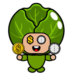 vector cartoon character cabbage vegetable mascot costume money and time