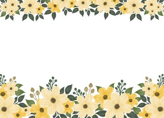 set yellow watercolor floral background