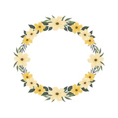 circle frame with yellow watercolor flower border