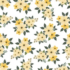 seamless pattern of yellow floral bouquet for fabric design