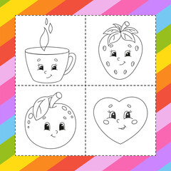 Coloring book for kids. Cartoon character. Vector illustration. Black contour silhouette.