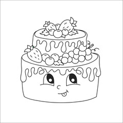 Coloring book for kids. Cartoon character. Vector illustration. Black contour silhouette. Isolated on white background.