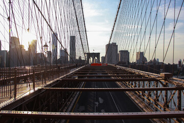 Brooklyn bridge skyline view of New York