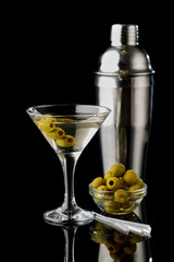 Martini vermouth drink isolated on black background