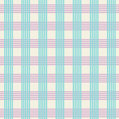 Seamless Tartan checked plaids pattern in pastel blue, pink, and yellow background for tablecloth, dress, skirt, napkin, or other spring summer or Easter Holliday fashion textile print design.