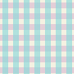 Seamless Tartan checked plaids pattern in pastel blue, pink, and yellow background for tablecloth, dress, skirt, napkin, or other spring summer or Easter Holliday fashion textile print design.