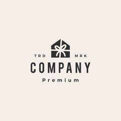 gift house hipster vintage logo vector icon illustration