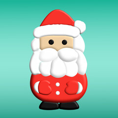 3D illustration concept of Santa Claus character on a gradient pastel light blue background.