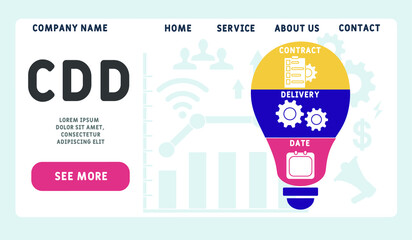 Vector website design template . CDD - Contract Delivery Date acronym. business concept. illustration for website banner, marketing materials, business presentation, online advertising.