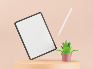 3D tablet pastel color with graphic
