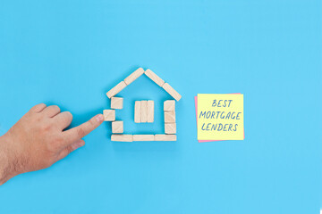 Fototapeta na wymiar Handwritten words Best mortgage lenders
