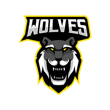 Wolves head logo design vector