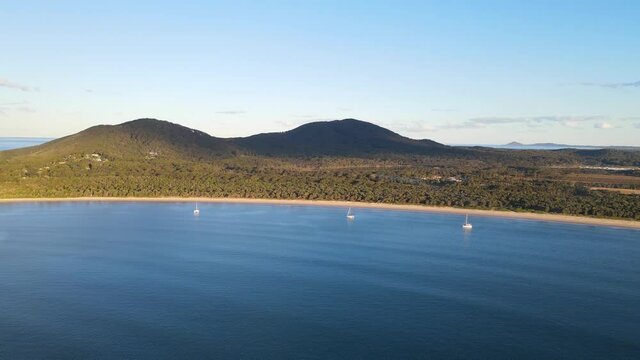 Arakoon National Park At The Oceanfront Of Trial Bay Front Beach In Australian State Of New South Wales. aerial