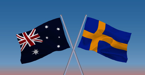 オーストラリアとスウェーデンの国旗