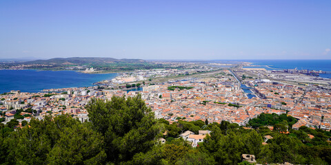 Sete Aerial panorama of the city port of town in Herault in Occitanie France