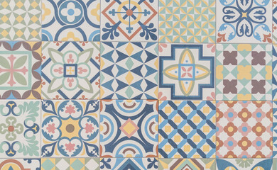 Oude mozaïek keramische tegel patroon Marokkaanse vintage tegels achtergrond