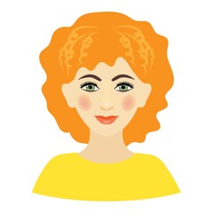 a green-eyed, red-haired girl. a bright character. brown-haired. the blonde. colorful hand-drawn drawing. the avatar.