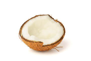 half coconut Isolated on white. exotic fruits