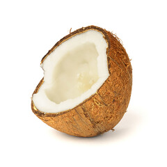 half coconut Isolated on white. exotic fruits