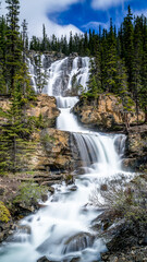 Long Exposure Photo of Tangle Falls in Jasper National Park, Alberta, Canada