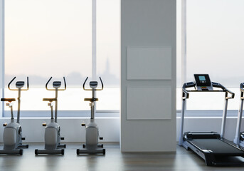 Fototapeta premium Fitness with spin bike 3D style