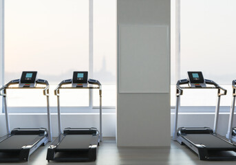 fitness room with treadmill 3D style.