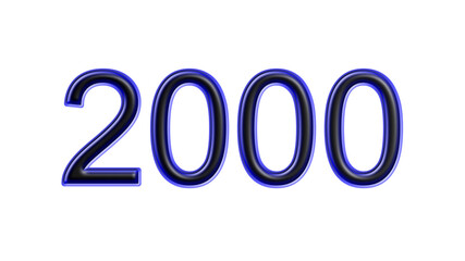 blue 2000 number 3d effect white background