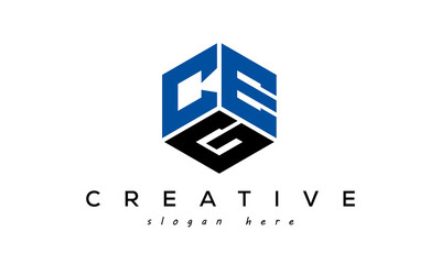 CEG letters creative logo with hexagon - obrazy, fototapety, plakaty