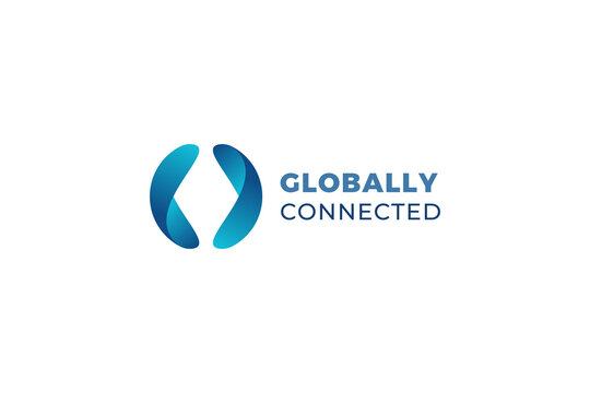 Letter C C 3d blue color globally connected logo