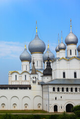 Fototapeta na wymiar An old Russian Orthodox Church. Assumption Cathedral in Rostov Kremlin