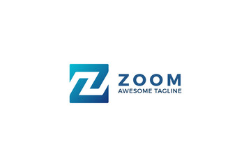 Letter Z blue color simple flat box logo - obrazy, fototapety, plakaty
