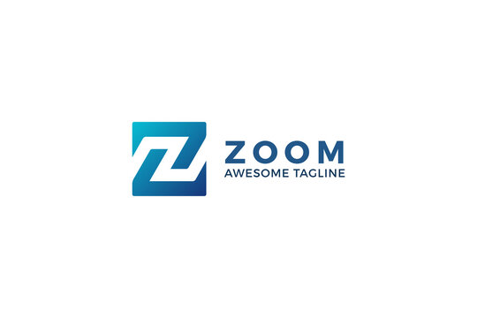 Letter Z blue color simple flat box logo