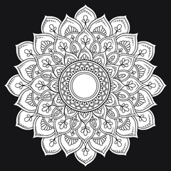Ornamental luxury mandala pattern. Black complex doodle mandala on a transparent background, for printable coloring