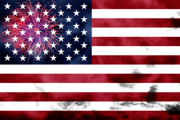 Concept of celebrating Independence Day in United States of America. USA national flag with...