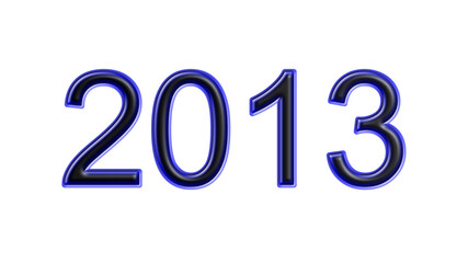 blue 2013 number 3d effect white background
