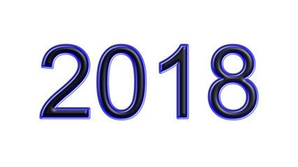 blue 2018 number 3d effect white background