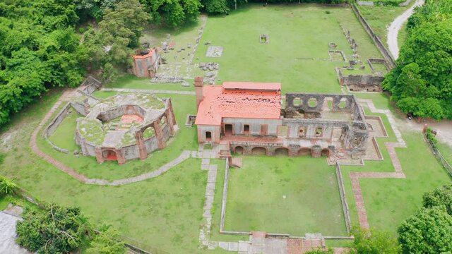 Bird's Eye View Of Nigua Sugar Mill In San Gregorio de Nigua, Dominican Republic. aerial, orbi