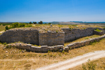 Stone ruins of ancient town of Asseria in Dalmatia, Croatia