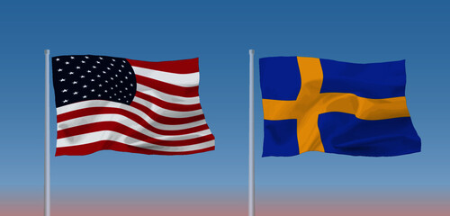 アメリカとスウェーデンの国旗