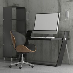 PC placed on the desk in the office