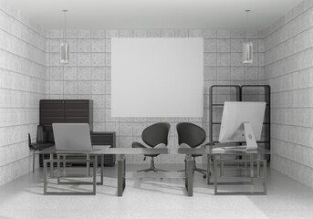 PC placed on the desk in the office