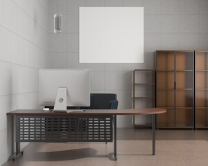 PC placed on the desk in the office