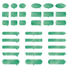 ふきだしセット　水彩風(みどり)