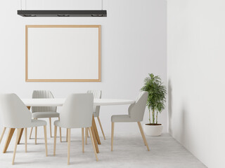 Living room with table, chair and wall frame, 3D style