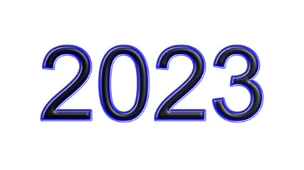 blue 2023 number 3d effect white background