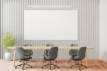 Living room with table, chair and wall frame, 3D style