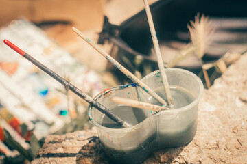 Outdoor painting art supplies, tools 