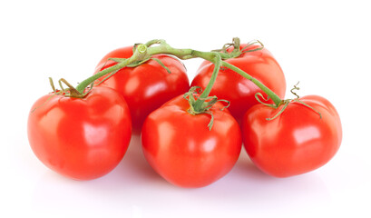 Group Ripe red tomatoes on white