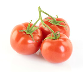 Ripe red tomatoes on white
