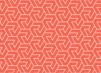 Abstract geometric pattern with stripes, lines. Seamless vector background. White and pink ornament. Simple lattice graphic design